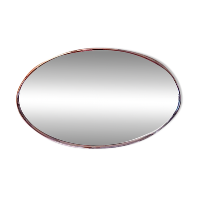 Miroir ovale art déco cadre chromé vintage années 70
