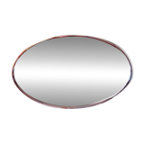 Oval art deco mirror with vintage chrome frame from the 70s