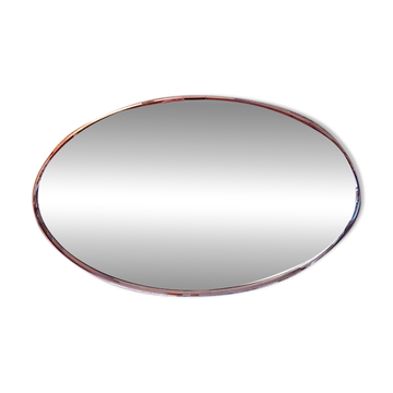 Miroir ovale art déco cadre chromé vintage années 70