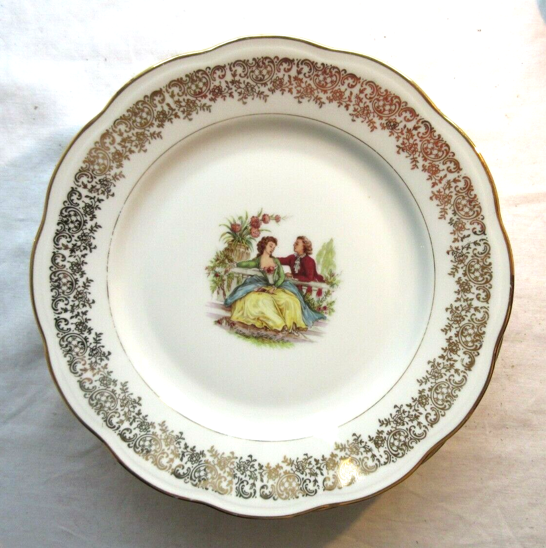 6 plates, Limoges porcelain: Model Scènes galantes by Fragonard
