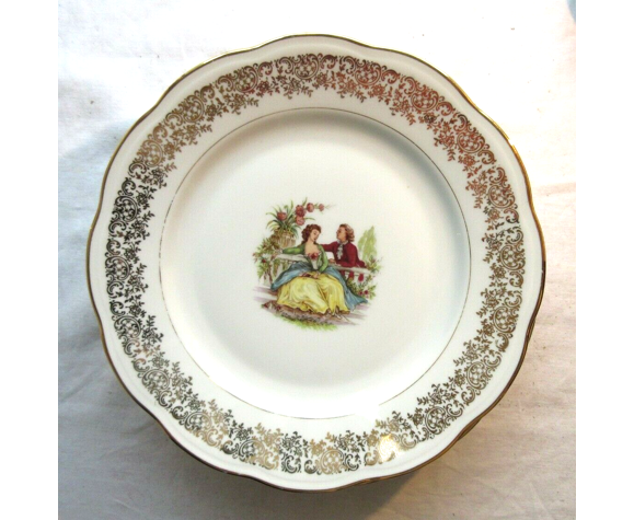 6 assiettes plates, porcelaine de Limoges: Modèle Scènes galantes de  Fragonard | Selency