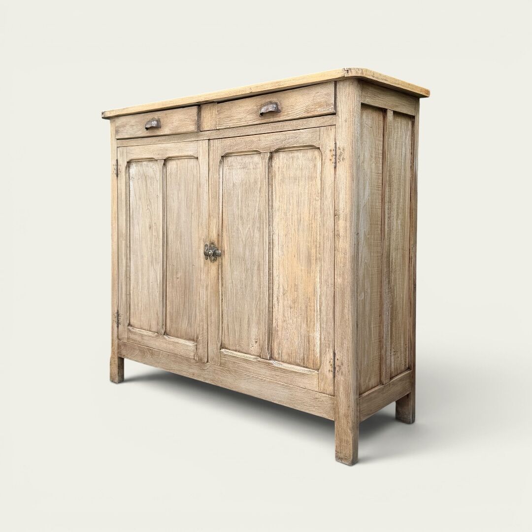 Antique patinated Parisian buffet with shell handles.