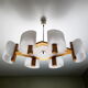 Chandelier Scandinavian 6 fires of wood and perspex vintage
