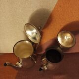 Set of 2 silver metal pourers punched and numbered