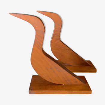 Vintage wood bird sculptures