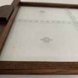 Plateau ancien en verre et bois
