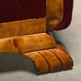 Paire de fauteuils Art déco d'ébéniste danois, revêtus de tissu de laine bordeaux