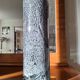 Large blown glass roller vase with speckled gray/purple camaieu decor