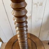 Turned wooden floor lamp