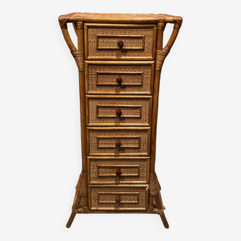 Rattan chest of drawers with 6 drawers