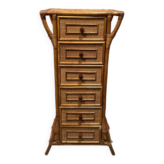 Rattan chest of drawers with 6 drawers