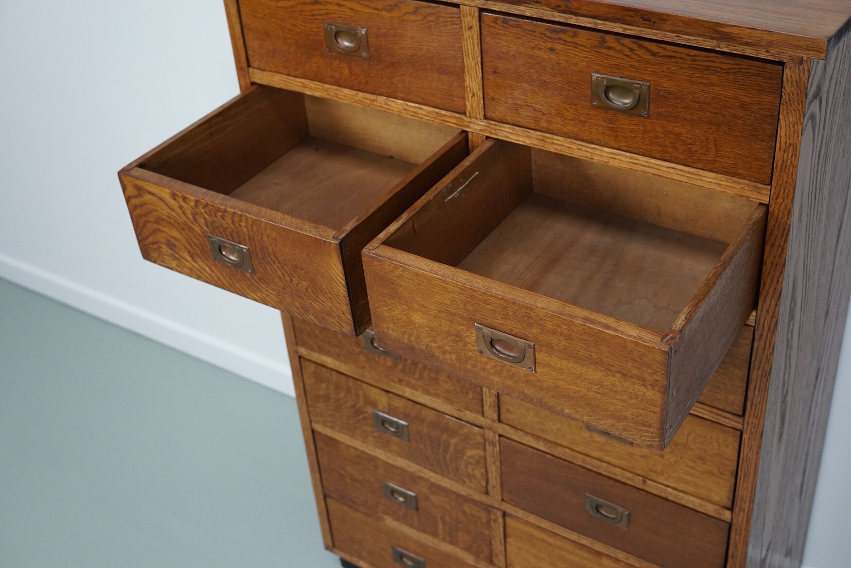 English Oak Apothecary / Filing Cabinet Campaign Style, 1930s