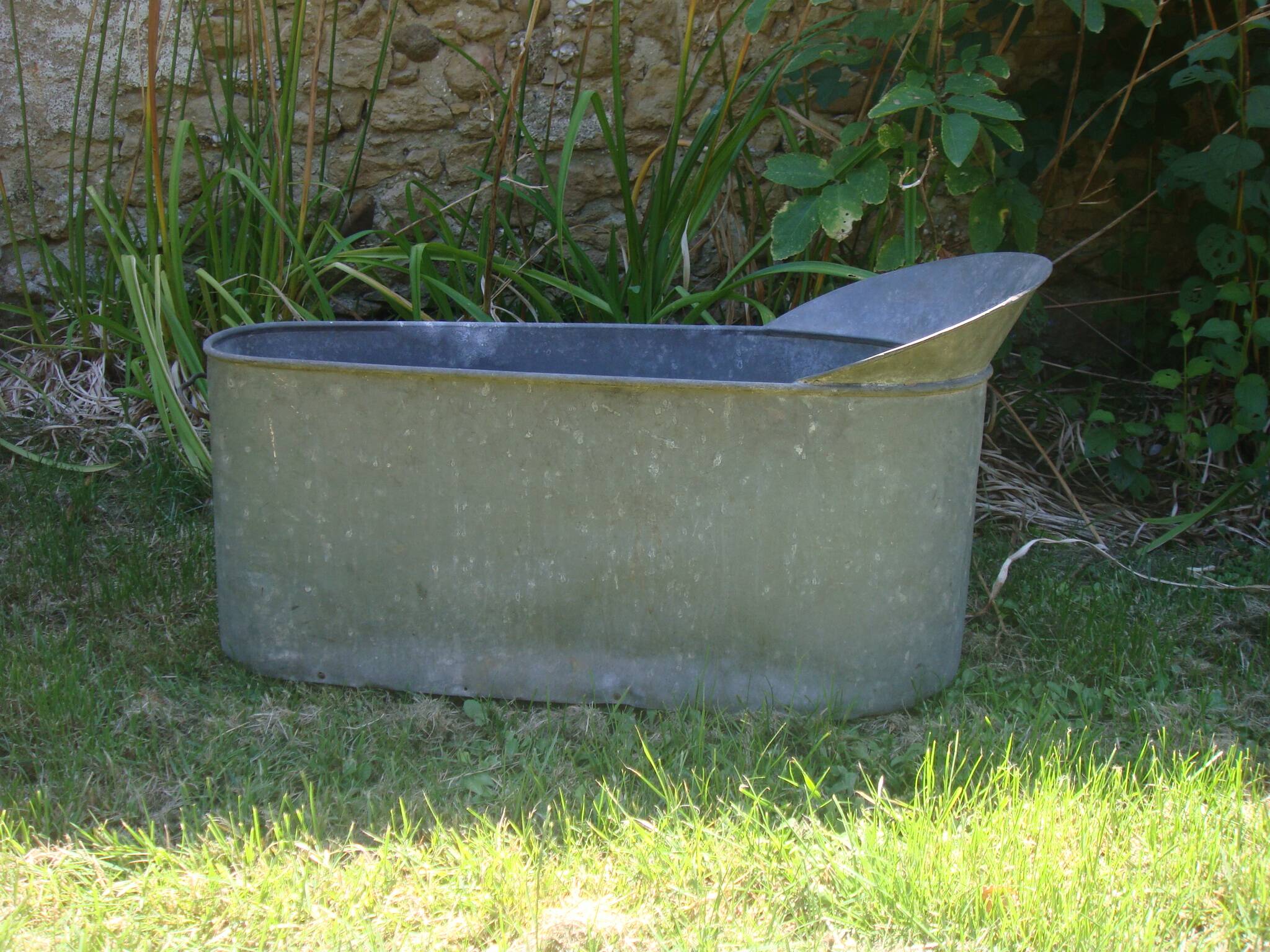 Old zinc child bathtub