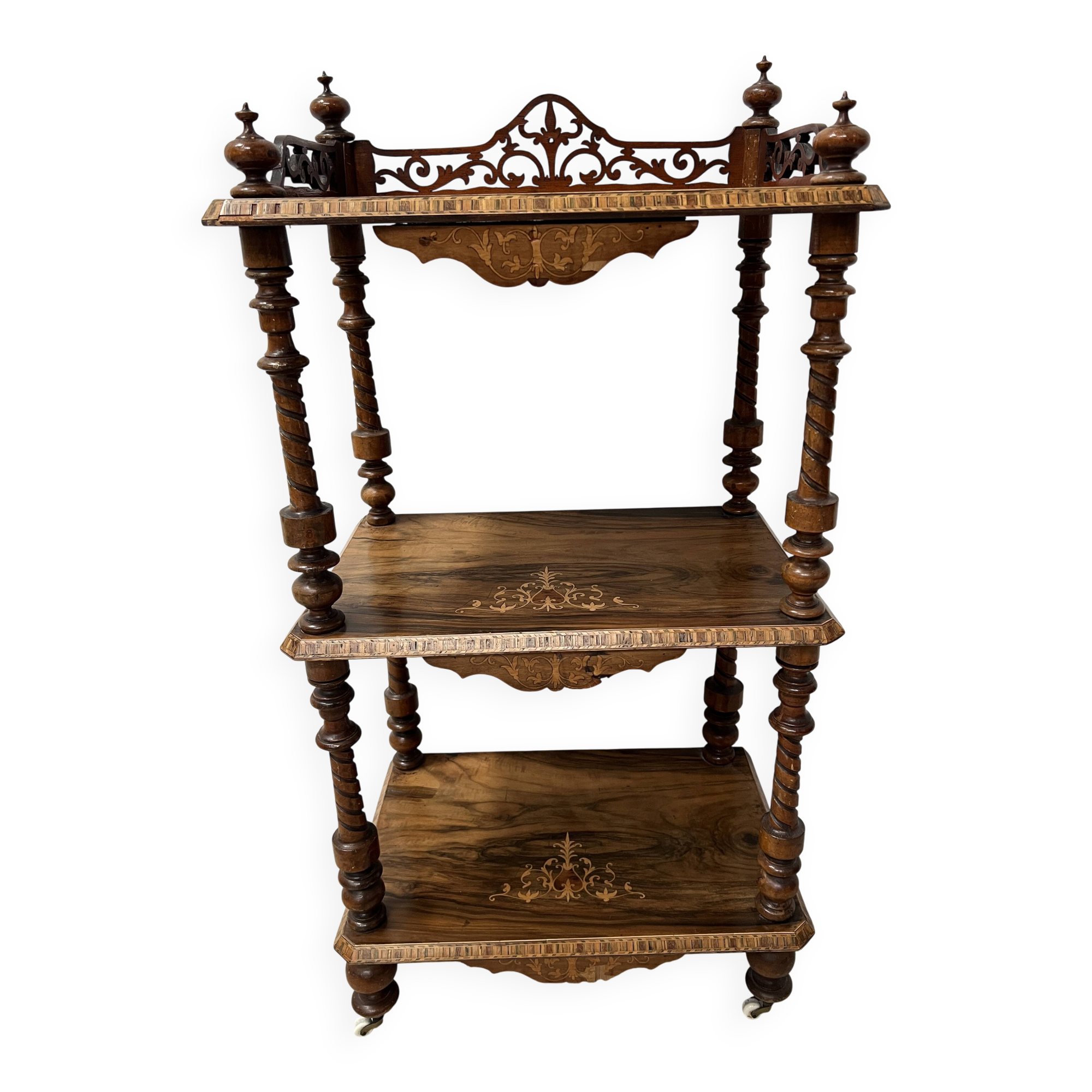 Napoleon III display stand in marquetry mahogany, 19th century.