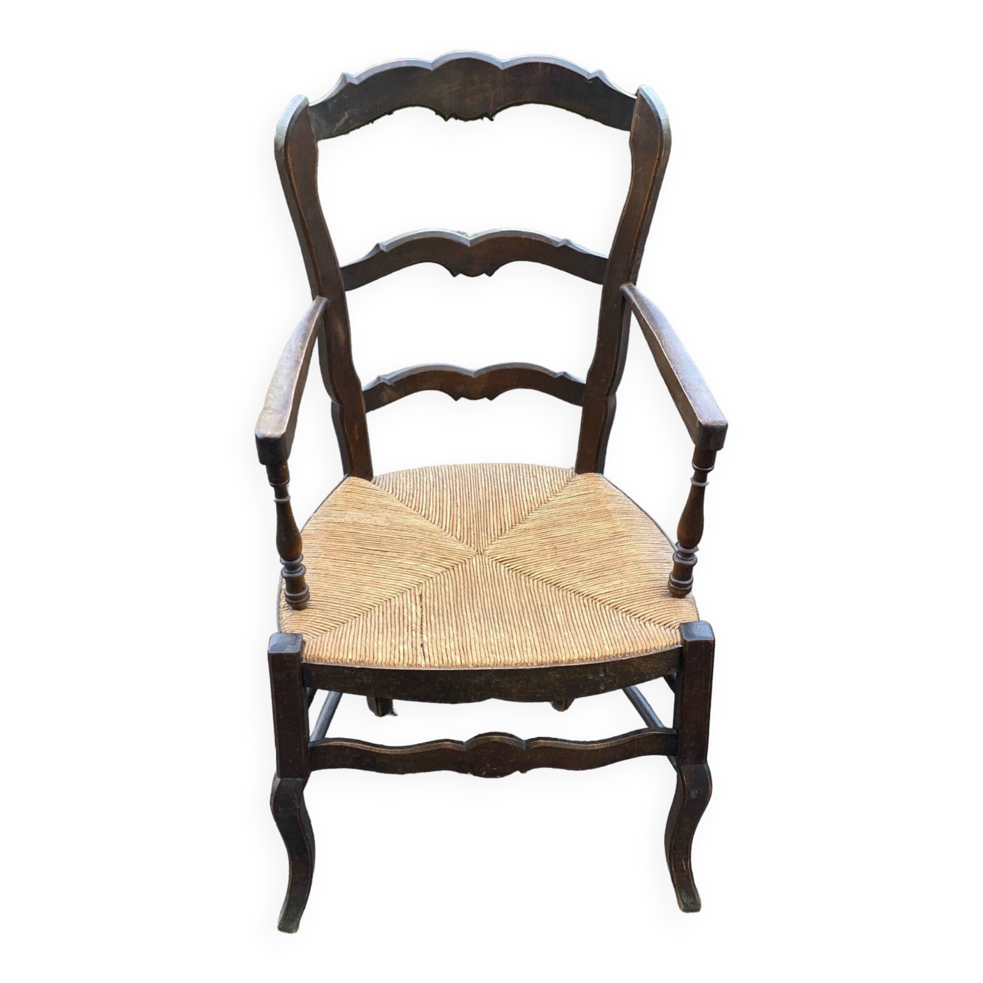 Vintage Provencal chair in solid wood and straw