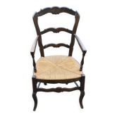 Vintage Provencal chair in solid wood and straw