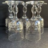 5 Blown and cut crystal water glasses – Art Nouveau