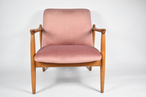 Fauteuil GFM-64 original, designer E.Homa, années 1960, rembourré, velours rose