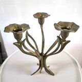 Candle holder brass vintage leaves and flowers 60s - 70s