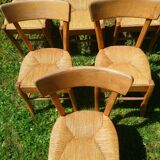 6 beech straw bistro chairs