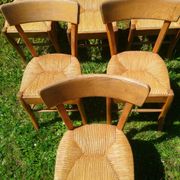 6 bistro chairs in straw and beech