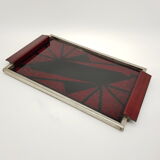 Geometric decor glass tray fixed under glass