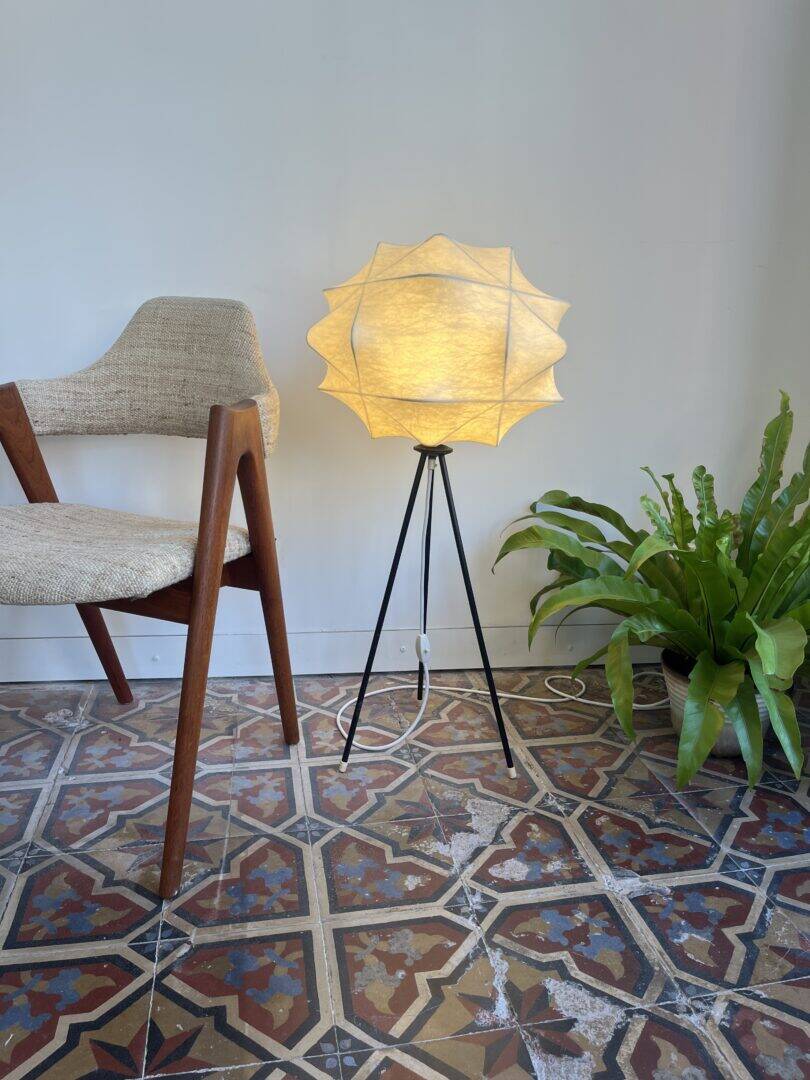 Rare cocoon tripod floor lamp