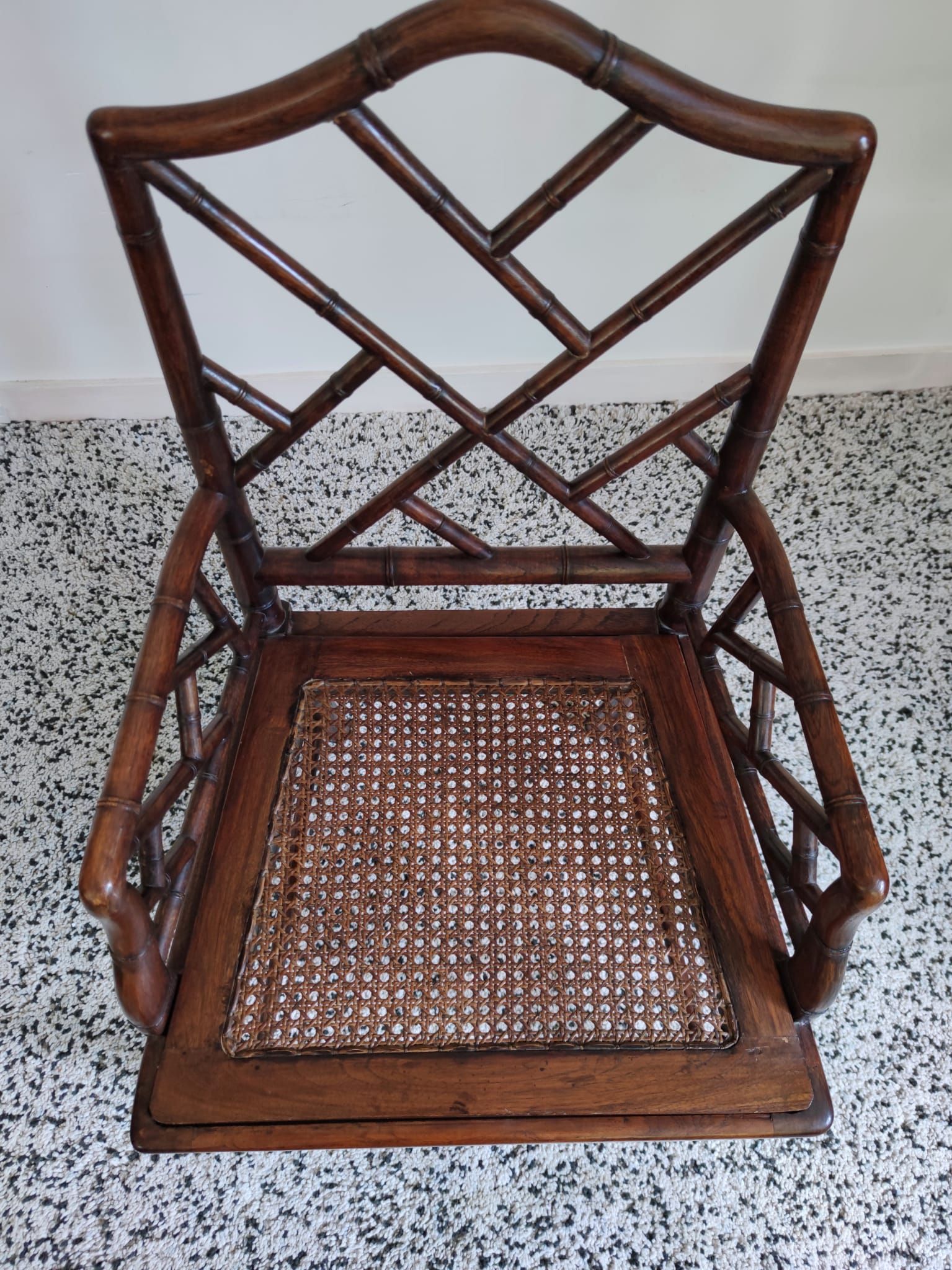 Asian canine armchair in wood in imitation of bamboo