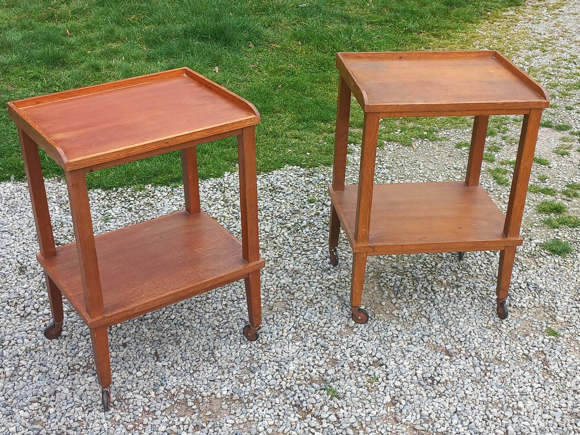 Pair of vintage 50s oak side tables