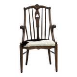 1960s, Danish high-backed armchair, reupholstered, furniture cowhide, oak.