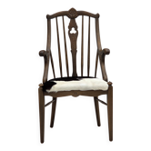 1960s, Danish high-backed armchair, reupholstered, furniture cowhide, oak.