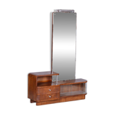 Art Deco Dressing Mirro in Glass & Walnut attributed to R. Slezak, Czech, 1930s