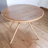 Rattan/bamboo and wood coffee table. Vintage 50s/60s.
