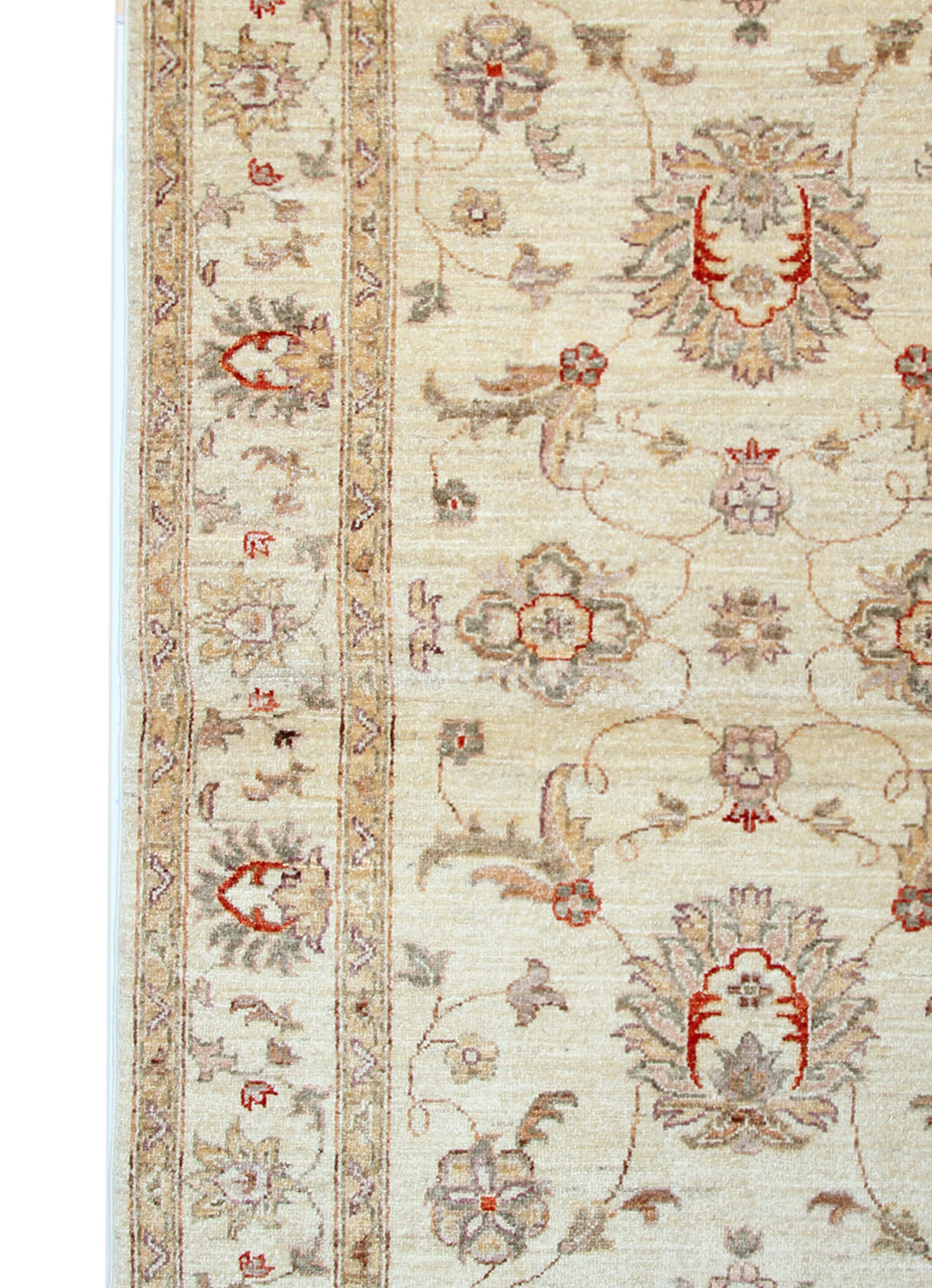 Handmade ziegler carpet cream wool floral area rug- 100x147cm
