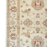 Handmade ziegler carpet cream wool floral area rug- 100x147cm