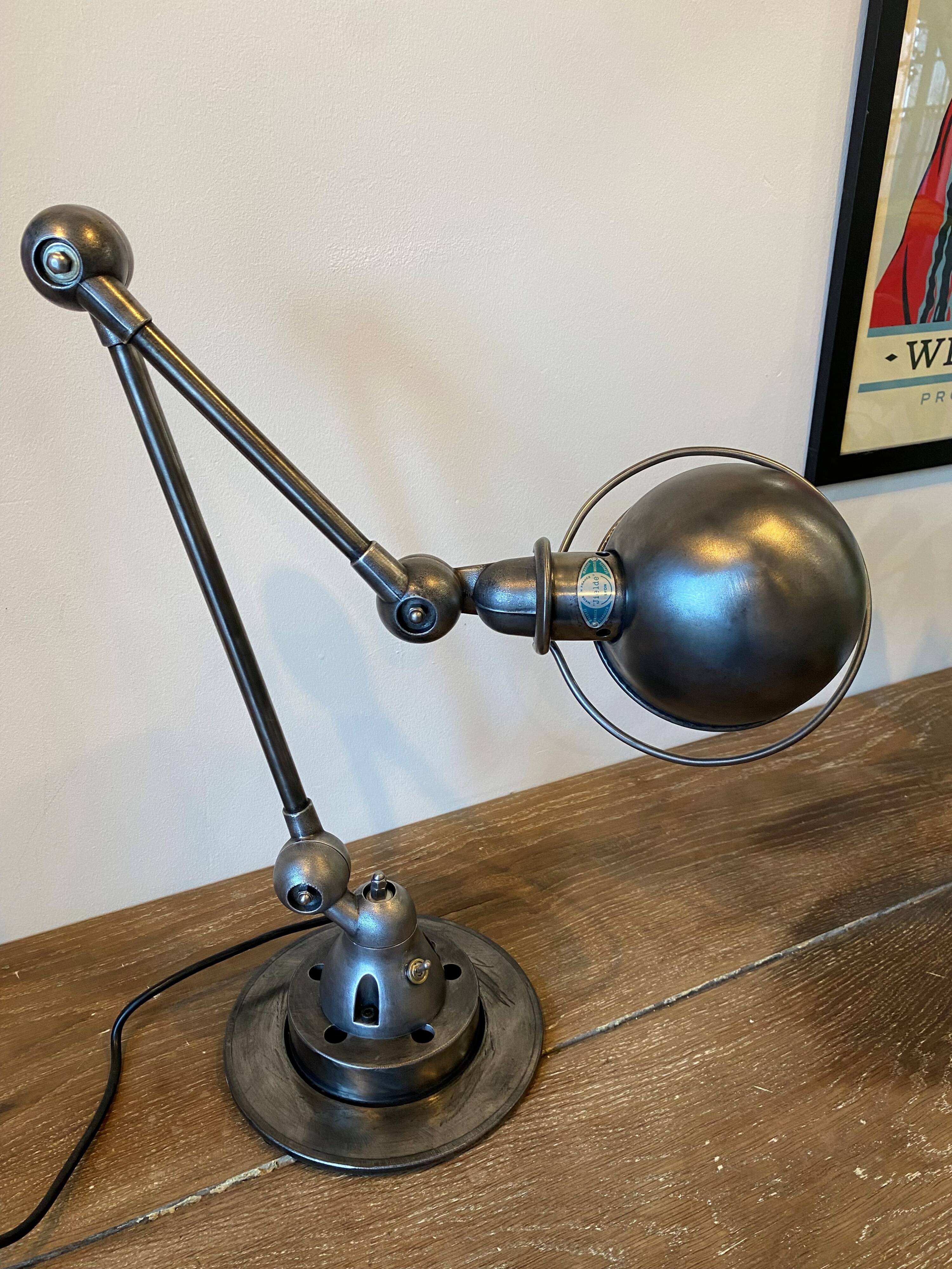 Jieldé lamp 2 arms 40+25cm industrial graphite Jean Louis Domecq 1950