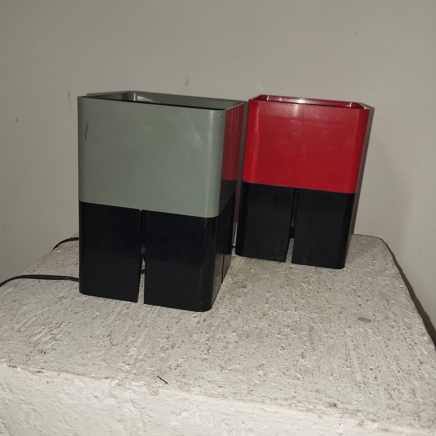 Pair of designer plastic lamps from the 70s