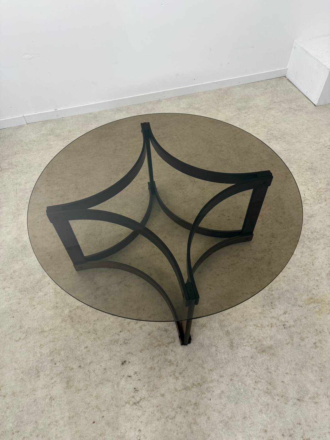 Antique rosewood coffee table with glass top designed by Ingmar Relling for Westnofa, vintage 70s