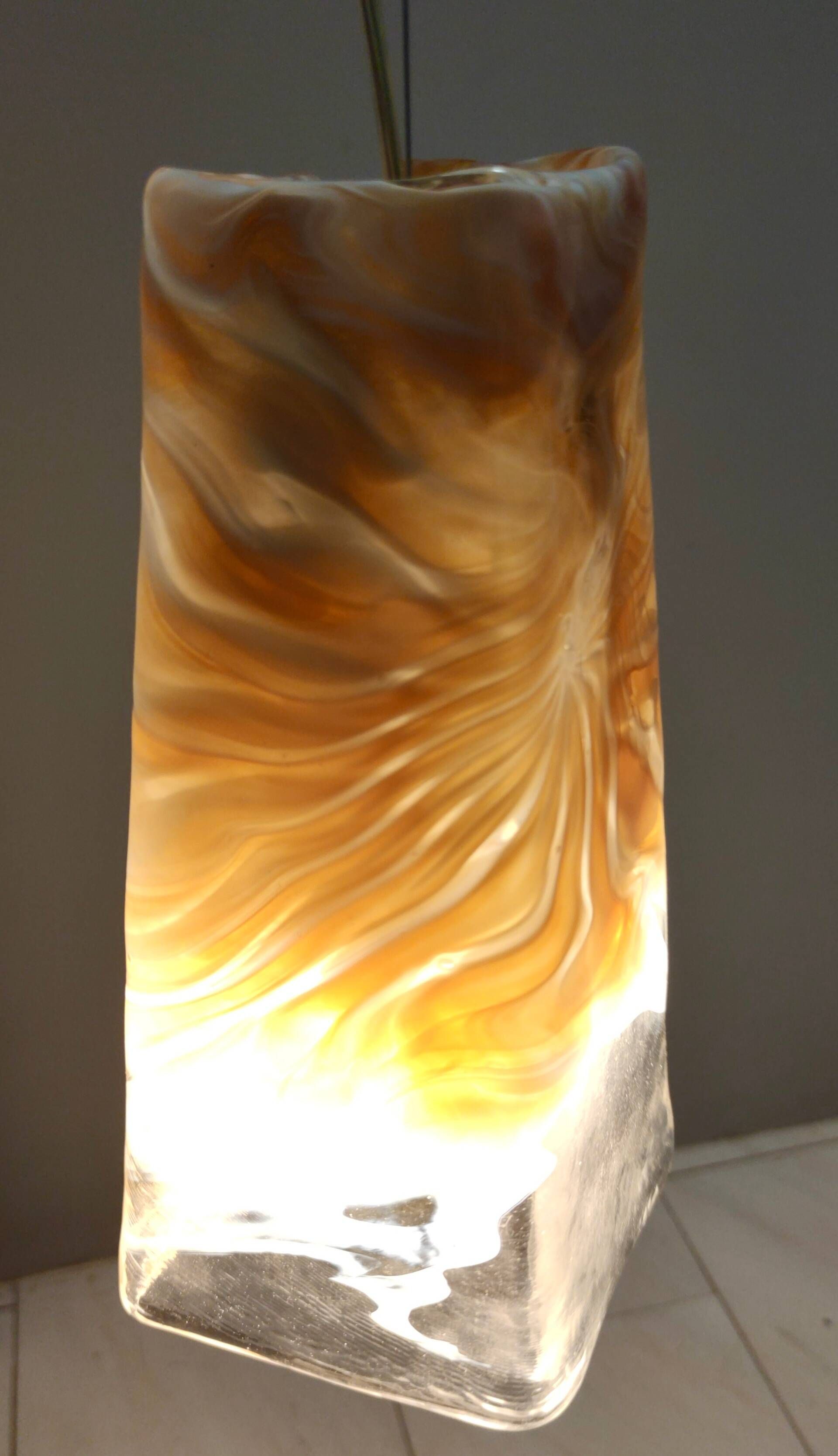 Postmodern Orange Murano Glass and Brass Pendant by La Murrina, Italy, 1980