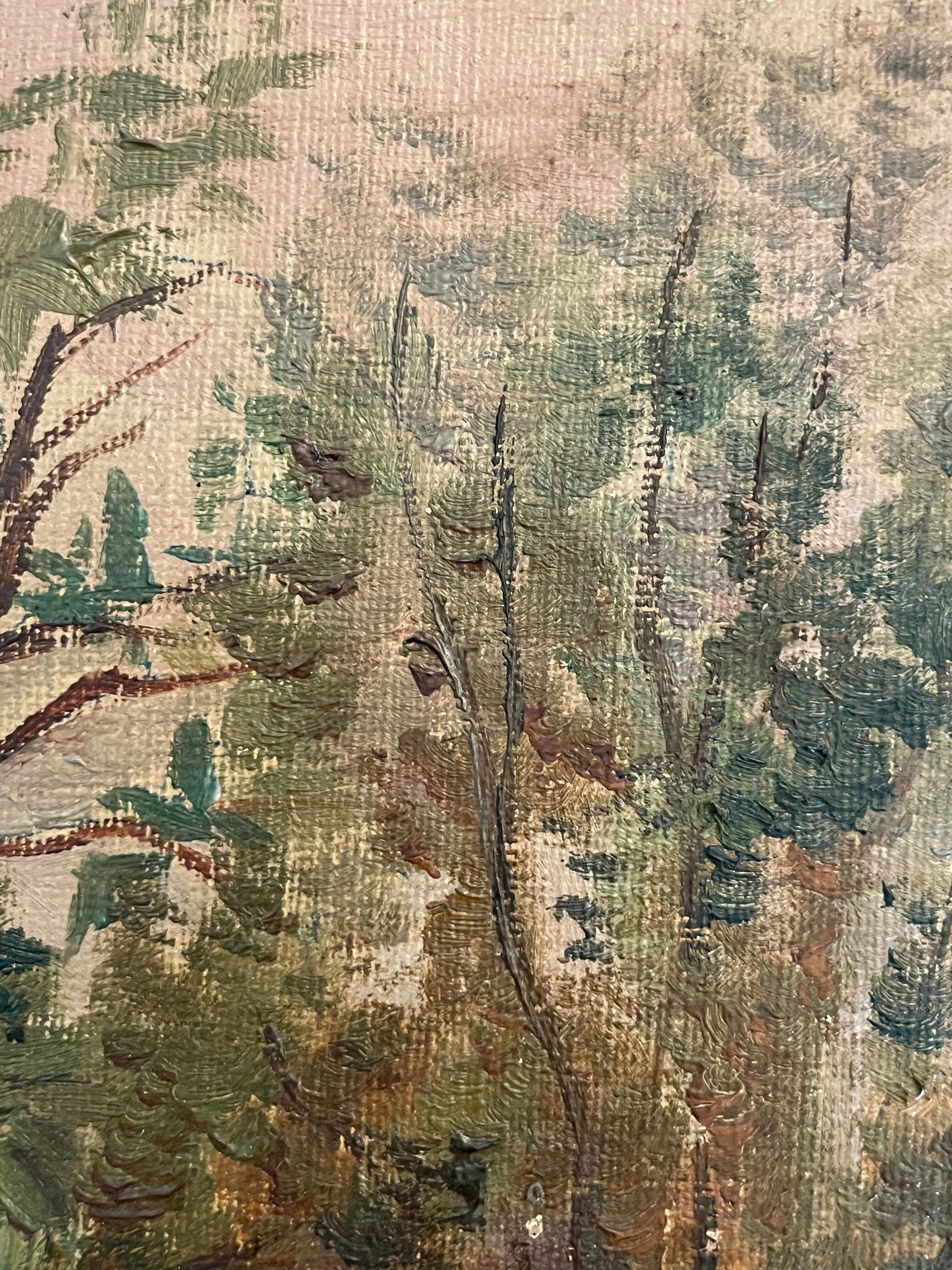 Painting old landscape early twentieth century