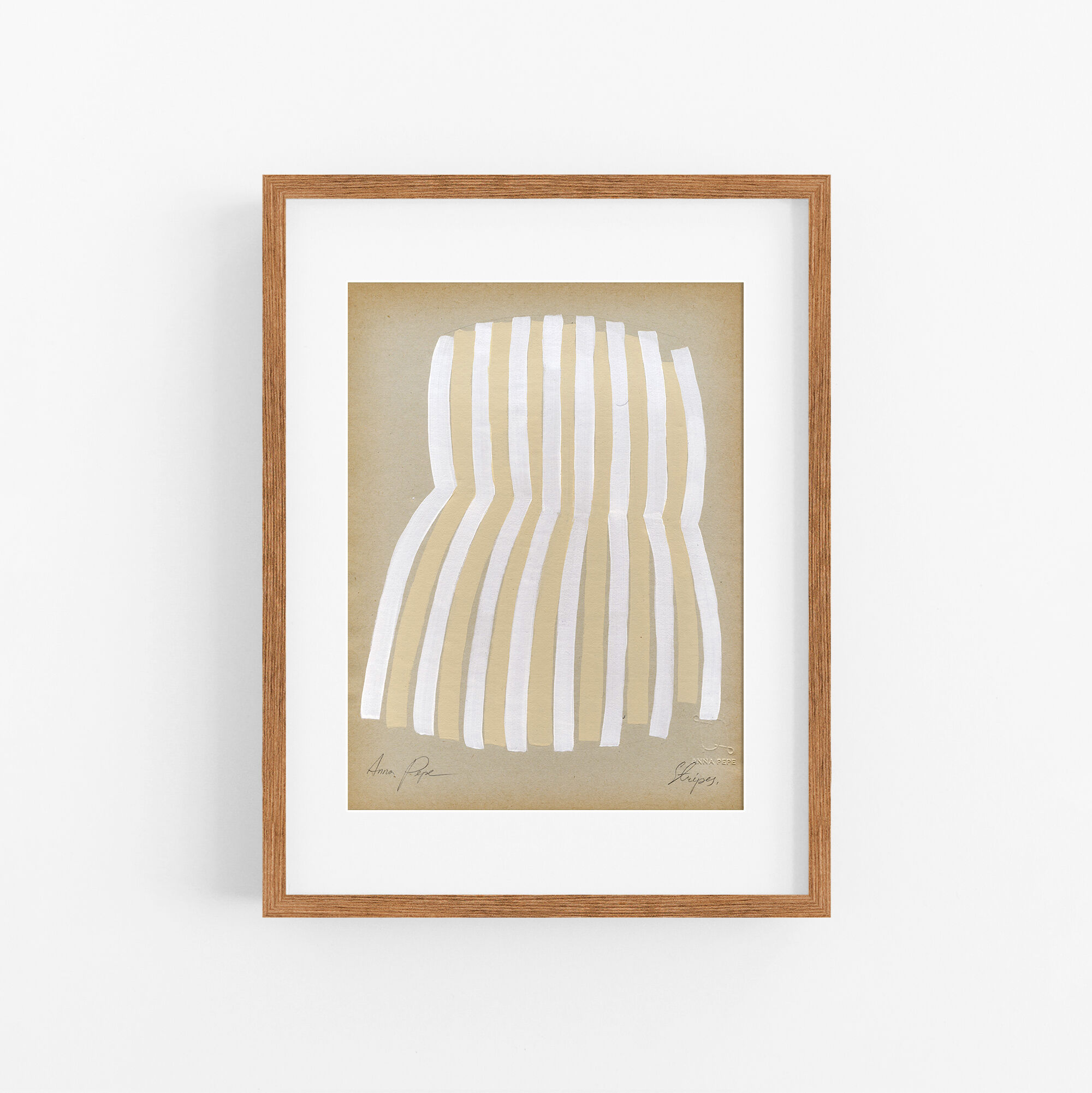 "Stripes" Original painting on vintage paper