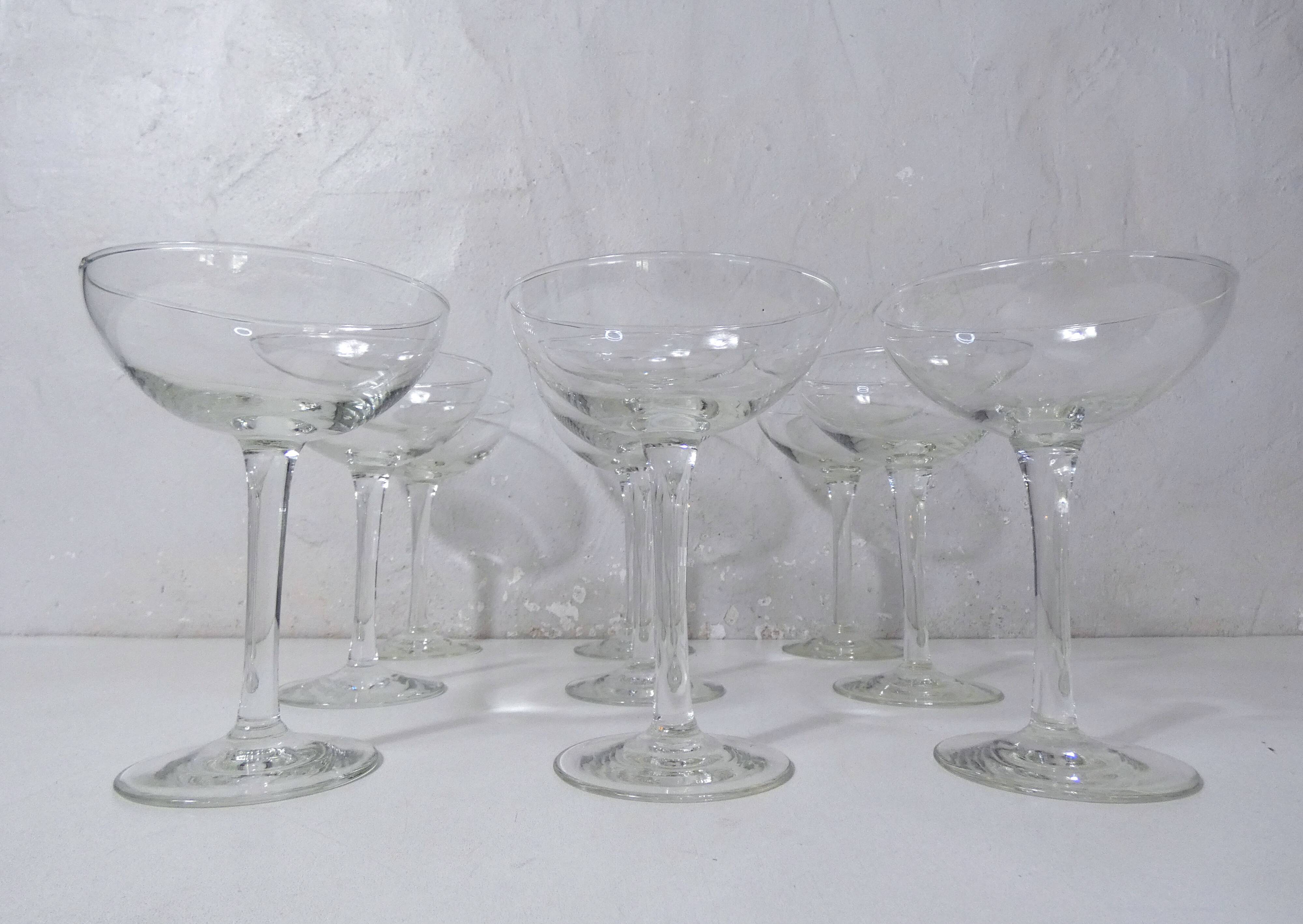 9 champagne glasses