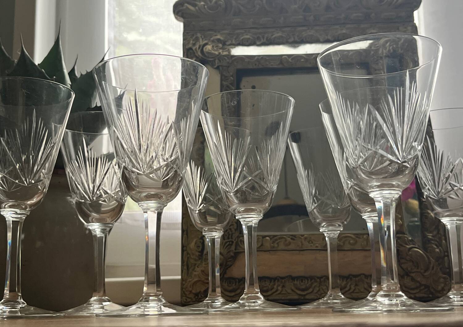 Cut crystal wine glasses