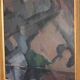 Original large mid-century Swedish oil on canvas – “Composition” by Sixten Lundbohm – vintage & framed – 77 × 70 cm (30.3" × 27.6")