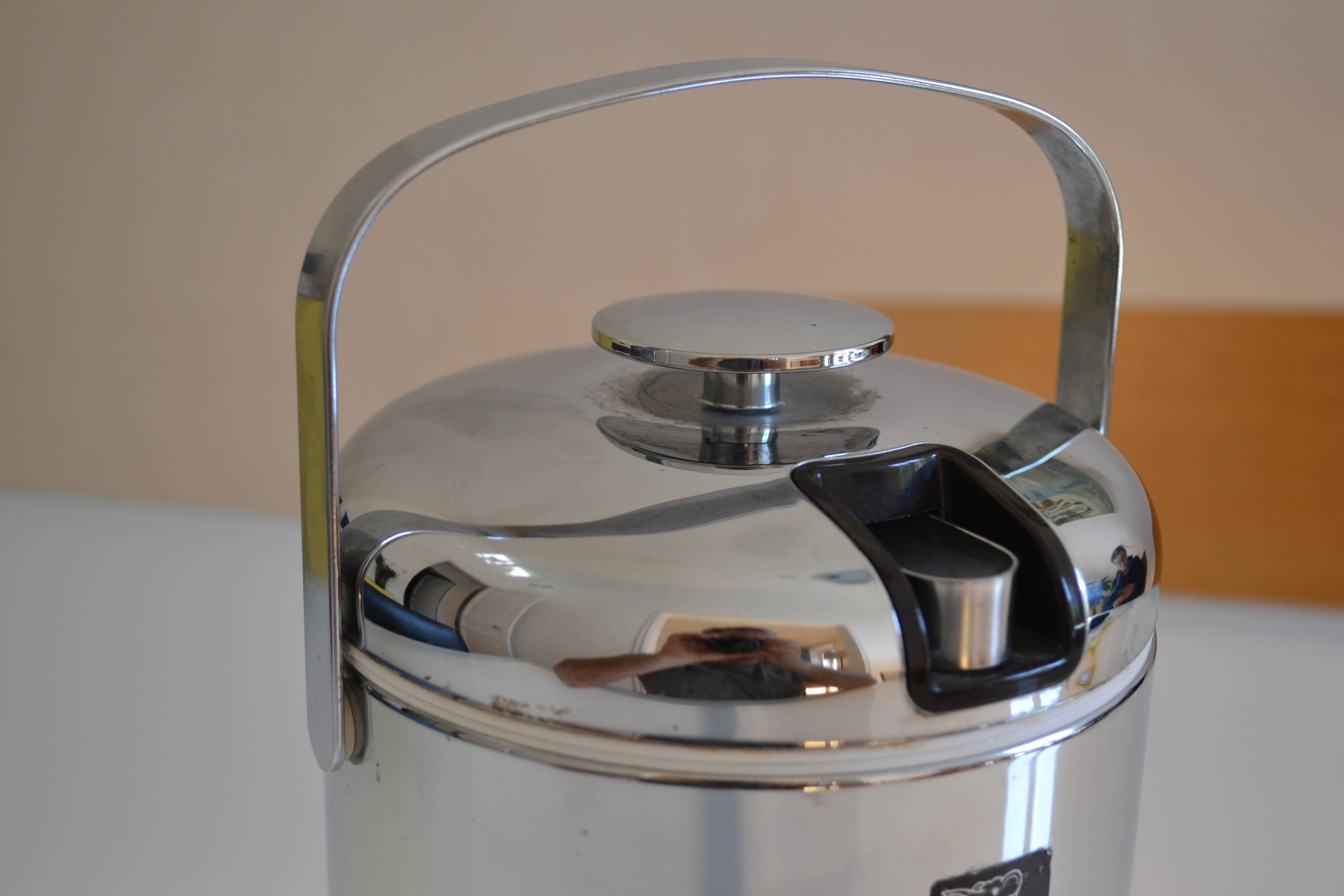 chrome metal ice bucket or elephant ice cubes made in Japan vintage 1970