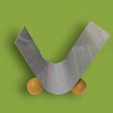 Vintage magazine rack in painted metal and wooden balls - minimalist design