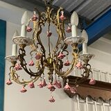 Bronze and porcelain chandelier 5 fires
