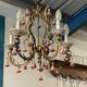 Lustre bronze et porcelaine 5 feux