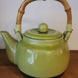 Teapot in glazed stoneware and bamboo