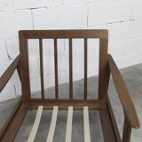 Scandinavian teak armchair, 1960s, demountable, with tartan fabric